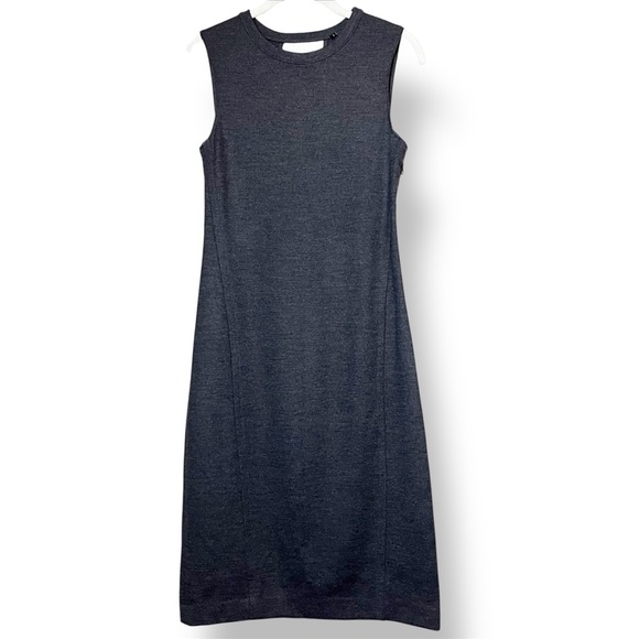 Theory Wool Gevel Dress 4 gray flannel neutral minimalist career work shift - Picture 1 of 14